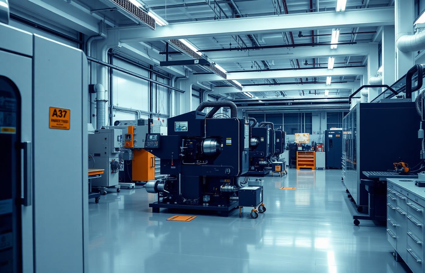 Interior of a precision engineering workshop with machine tools